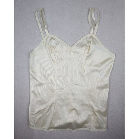 VINTAGE WOMEN'S CREAM YELLOW CAMISOLE SLIP TOP - SIZE 34 - Picture 1 of 7
